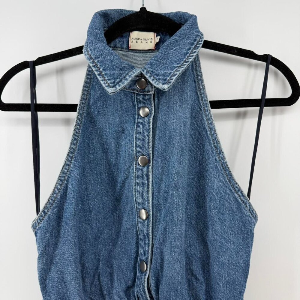 Alice + Olivia Jeans denim snap dress Size 2 - Picture 2 of 6
